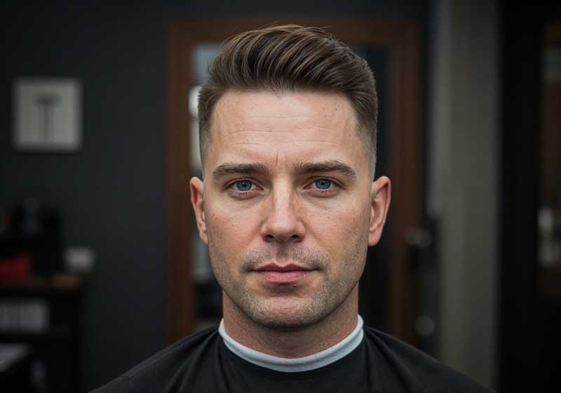 Homem com corte de cabelo estiloso