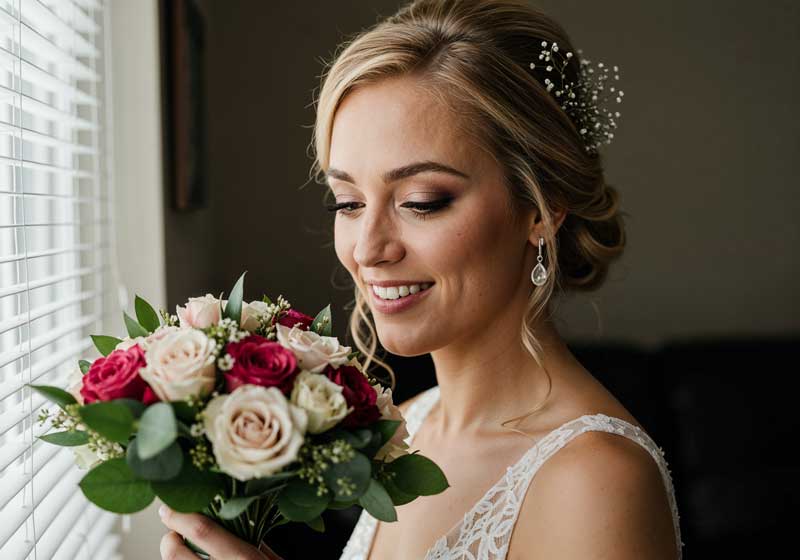 Noiva com maquiagem profissional